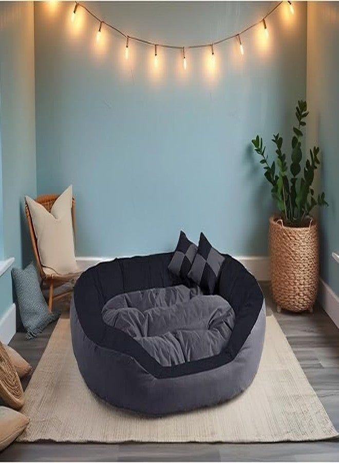 gorgeous Velvet Dog Beds for Small Medium Large XL XXXL Dogs, Rectangle Grey Black Color Washable Dog Bed for Large Medium Dogs - (L) - Image 2